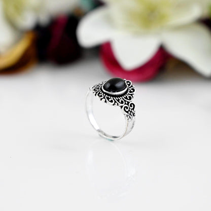 Black Tourmaline Ring Gemstone Ring, Oval Stone Ring, Black Ring, 925 Sterling Silver Ring Statement Ring handmade Ring Stacking Rings