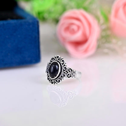 Black Tourmaline Ring Gemstone Ring, Oval Stone Ring, Black Ring, 925 Sterling Silver Ring Statement Ring handmade Ring Stacking Rings