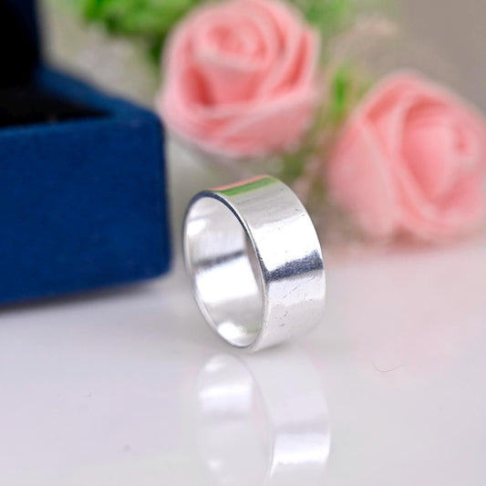 Raw Sterling Silver 12mm Wide Band Flat silver band band for men, Men ring, Mens Jewelry Gift for Him Pinky Ring