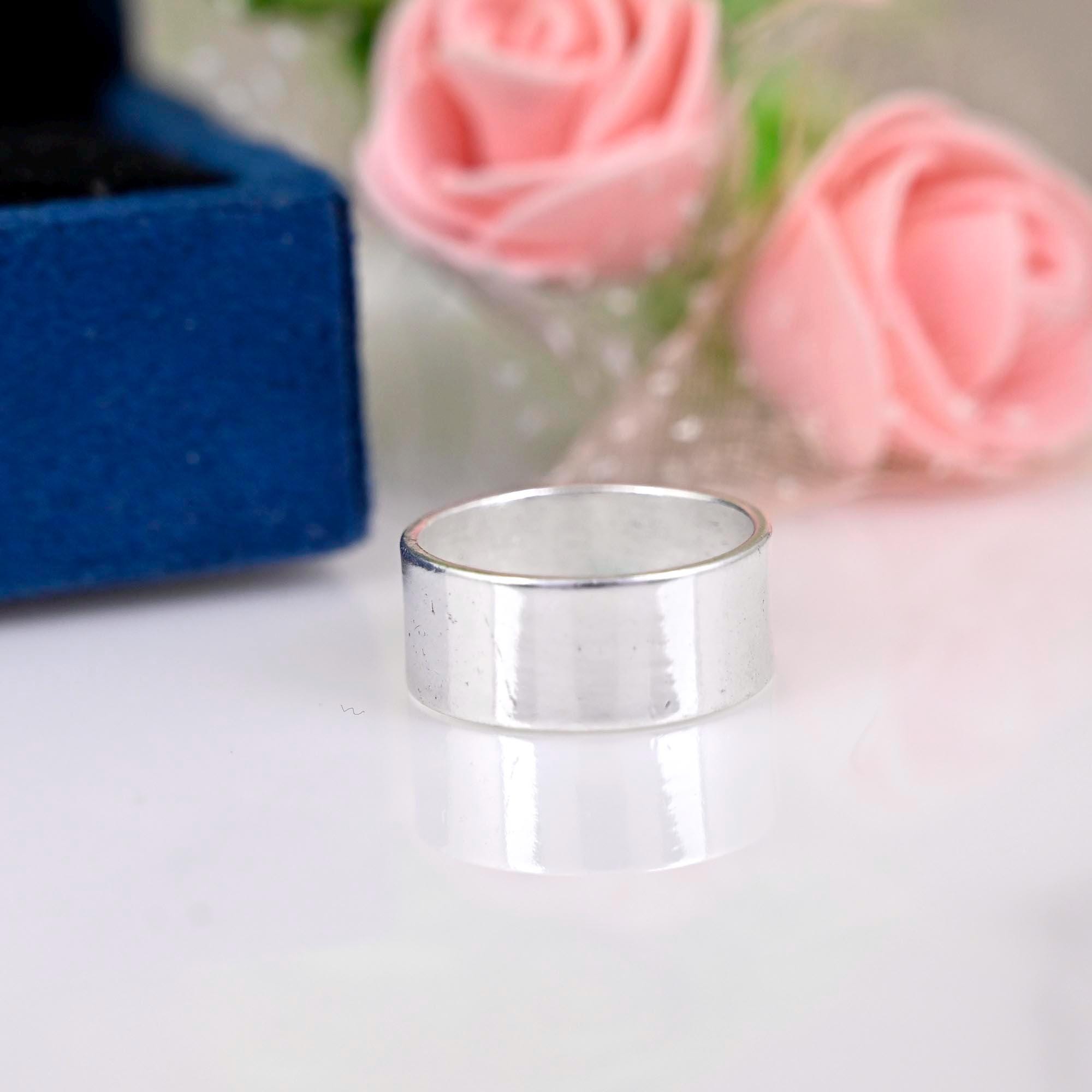 Raw Sterling Silver 12mm Wide Band Flat silver band band for men, Men ring, Mens Jewelry Gift for Him Pinky Ring