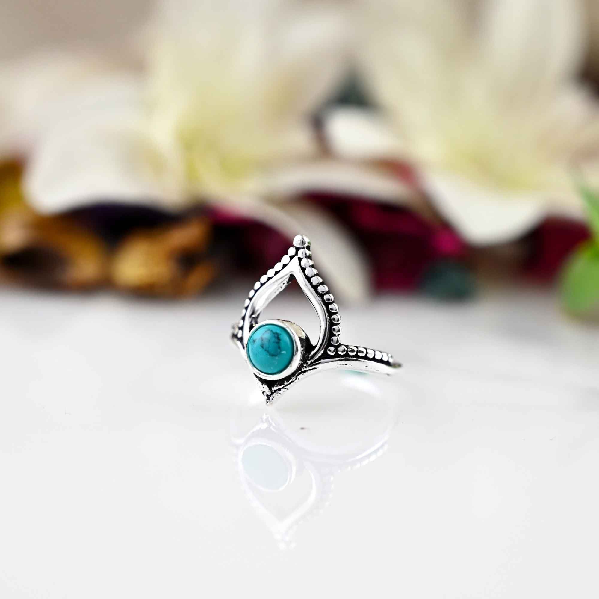 Genuine Turquoise Jewelry - Large Turquoise Ring - Turquoise Ring - December Birthstone Ring - Boho Turquoise Ring-  Gemstone Ring - Gift