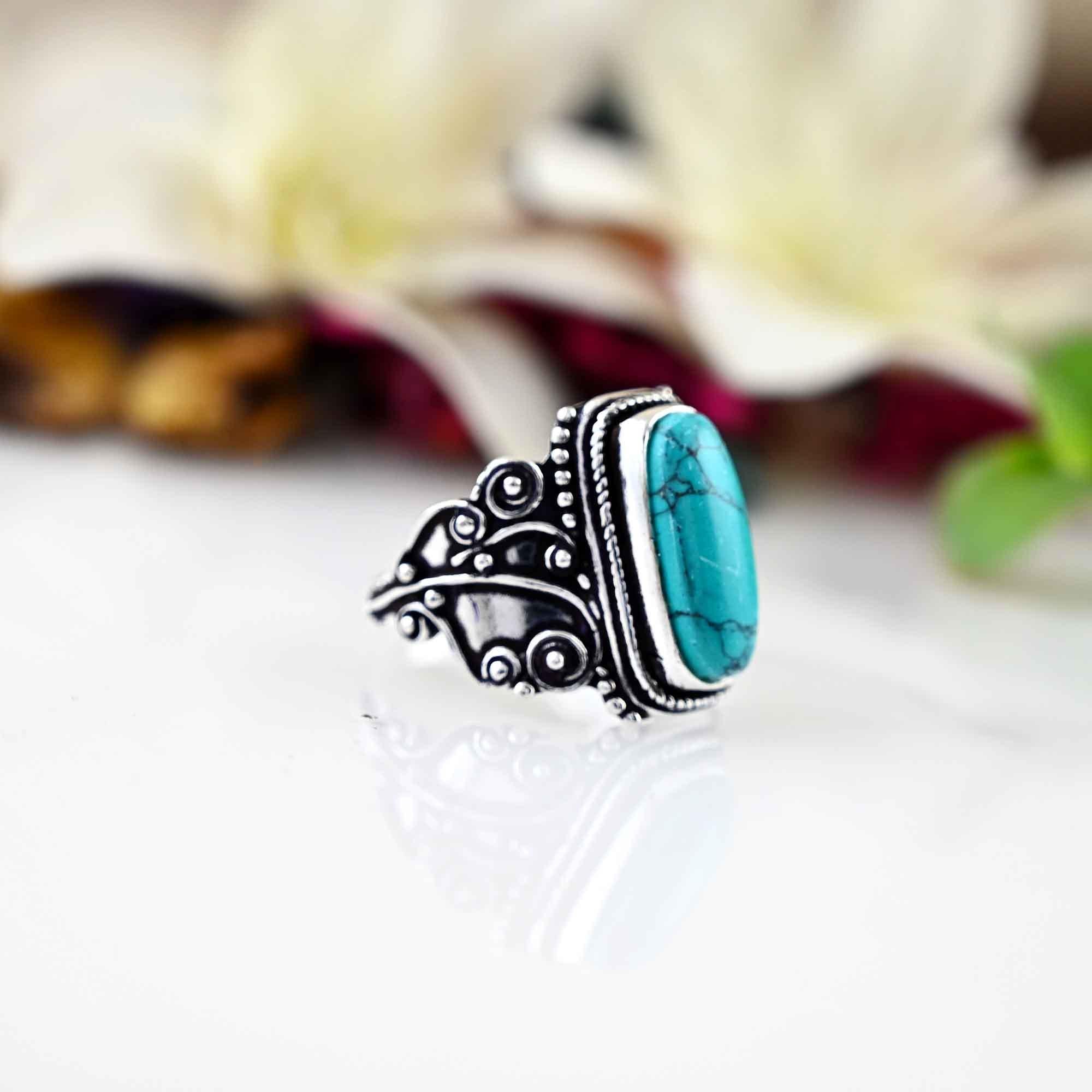 Turquoise Ring, 925 Sterling Silver Ring, Bule Turquoise Ring, Natural Turquoise Ring,  Silver Ring, Ring For Women, Dainty Ring,