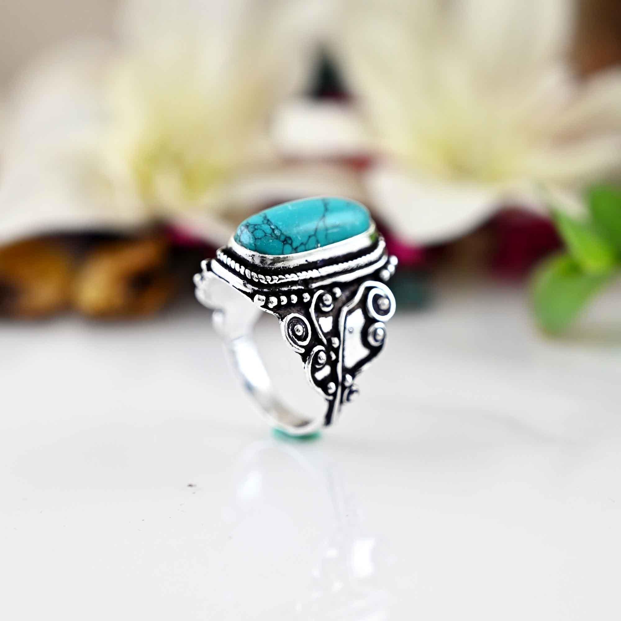 Turquoise Ring, 925 Sterling Silver Ring, Bule Turquoise Ring, Natural Turquoise Ring,  Silver Ring, Ring For Women, Dainty Ring,