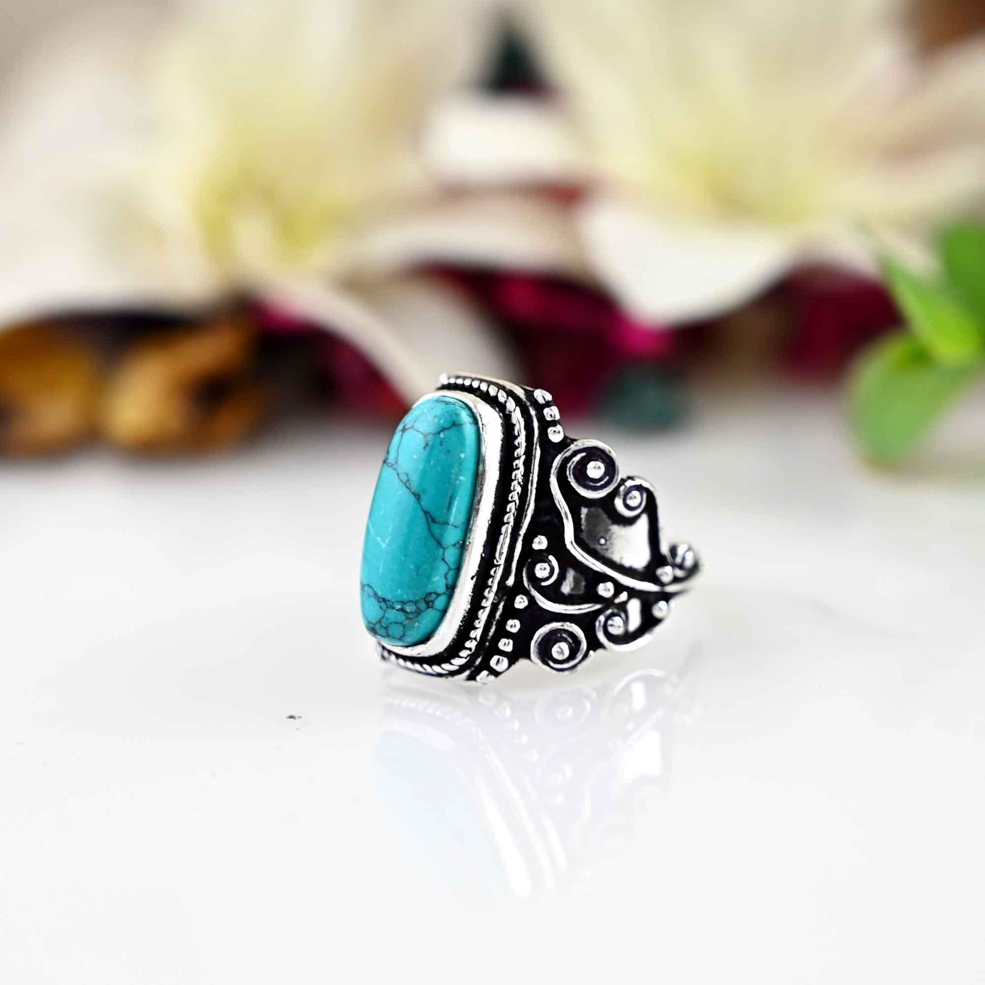 Turquoise Ring, 925 Sterling Silver Ring, Bule Turquoise Ring, Natural Turquoise Ring,  Silver Ring, Ring For Women, Dainty Ring,