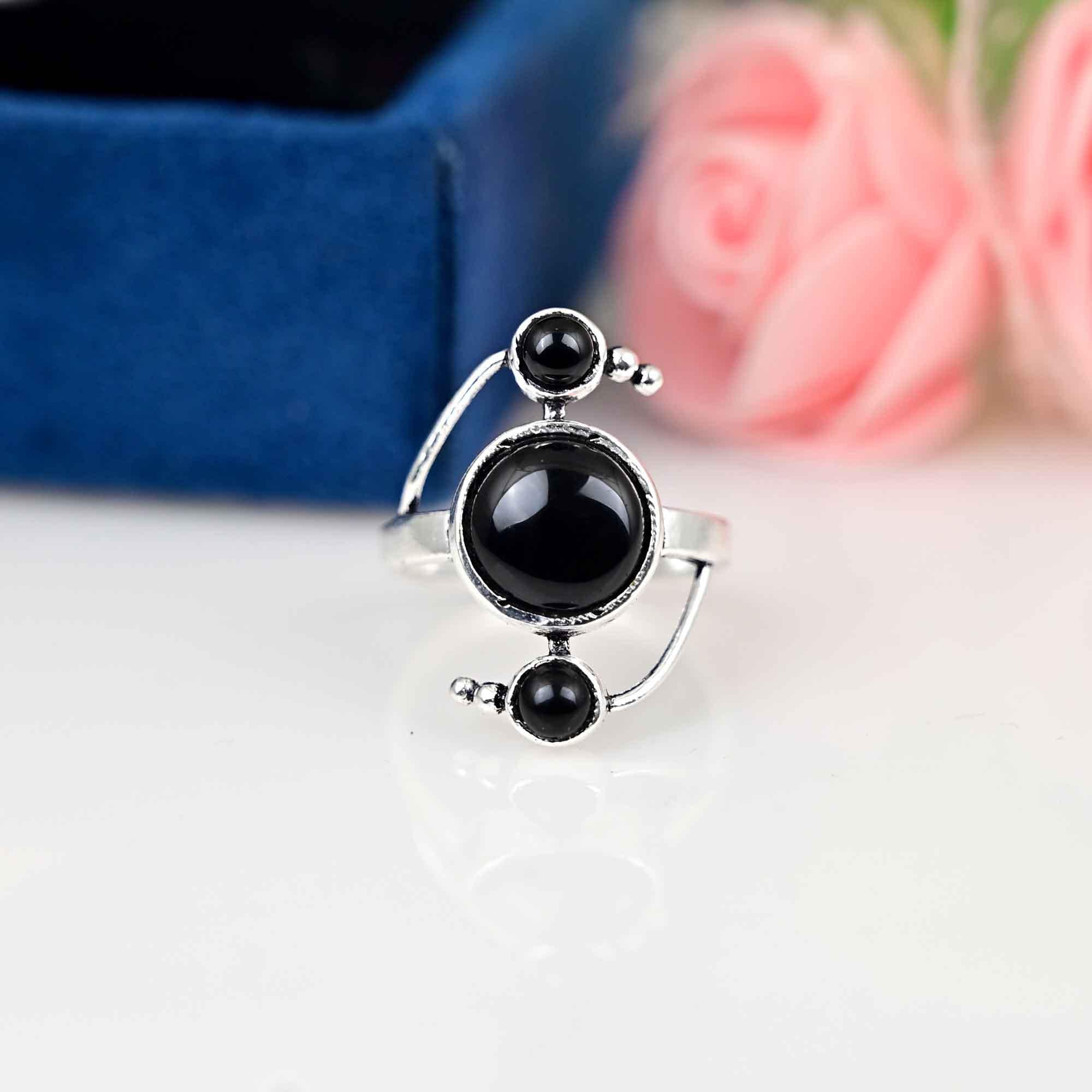 Black Obsidian Ring, Sterling Silver Ring, Obsidian Ring, Gift For Women Ring, Gemstone Ring,  Obsidian Jewelry