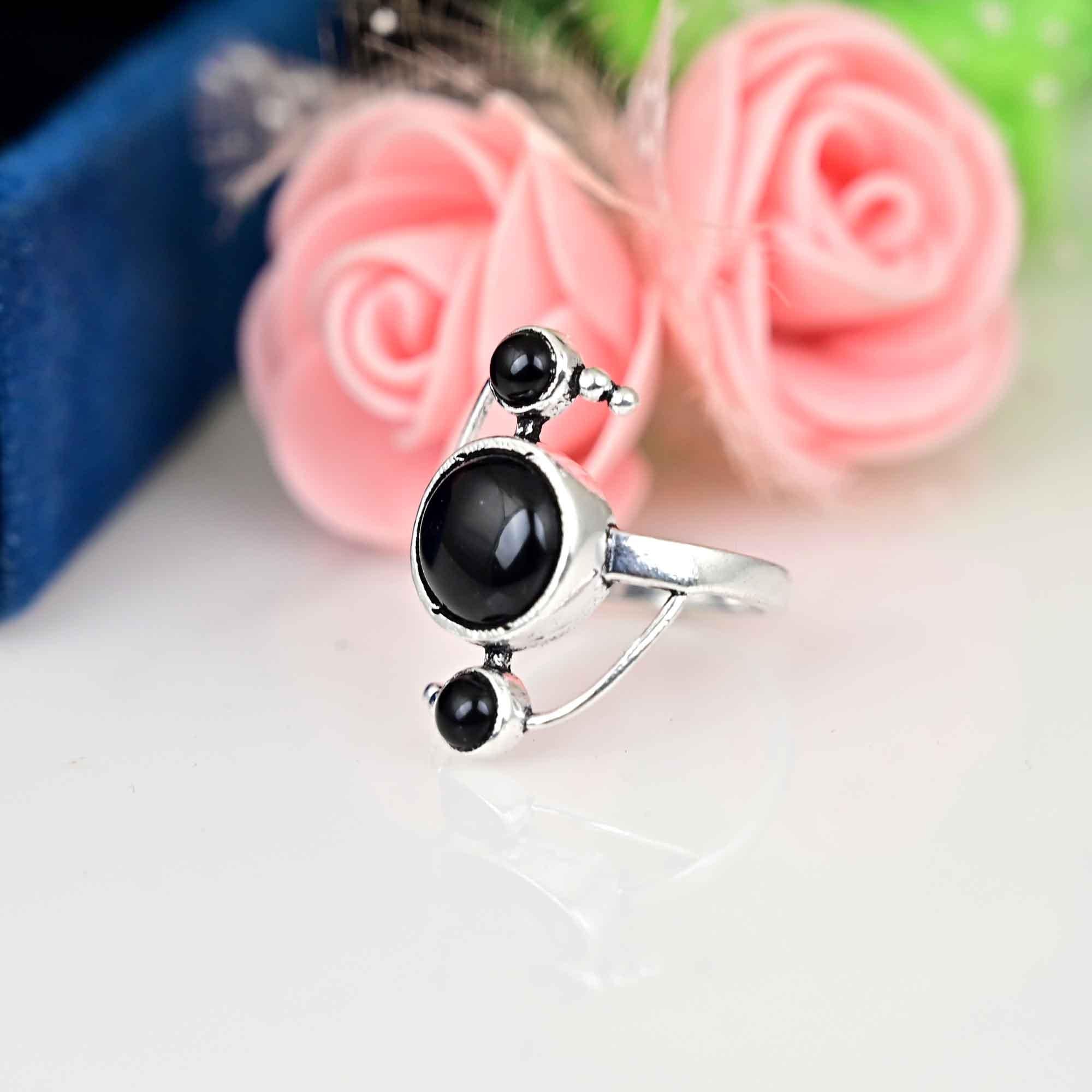 Black Obsidian Ring, Sterling Silver Ring, Obsidian Ring, Gift For Women Ring, Gemstone Ring,  Obsidian Jewelry