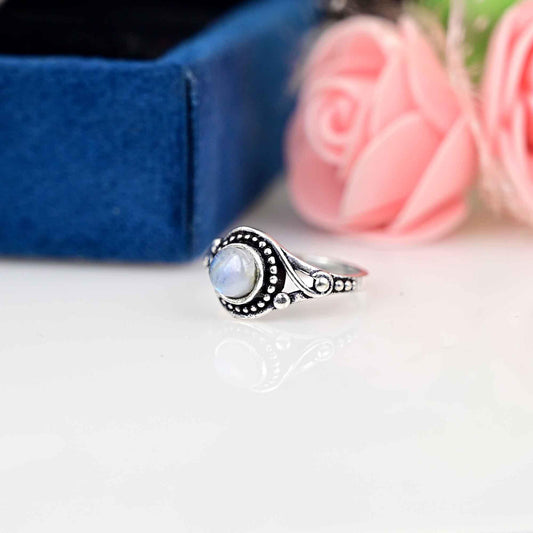 Silver Moonstone Ring, Sterling Silver Ring, Statement Ring, Dainty Ring, Stackable Ring, Wedding Ring, Gift For Sis, Gift For Mom