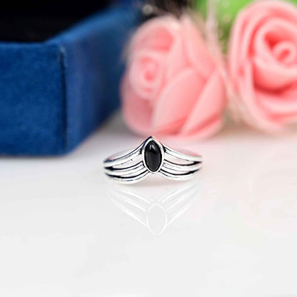 Crown Engagement Ring, Black Onyx Ring, Crown Ring, Gemstone Ring, Marquise Engagement Ring, Crown Wedding Ring, Anniversary Gift