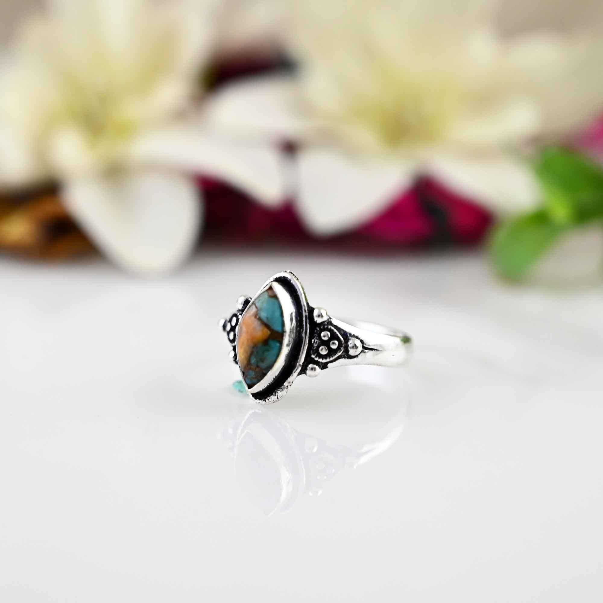 spiny oyster turquoise, sterling silver , statement ring, kingman turquoise , rings for women,  jewelry for young sister, gift for christmas