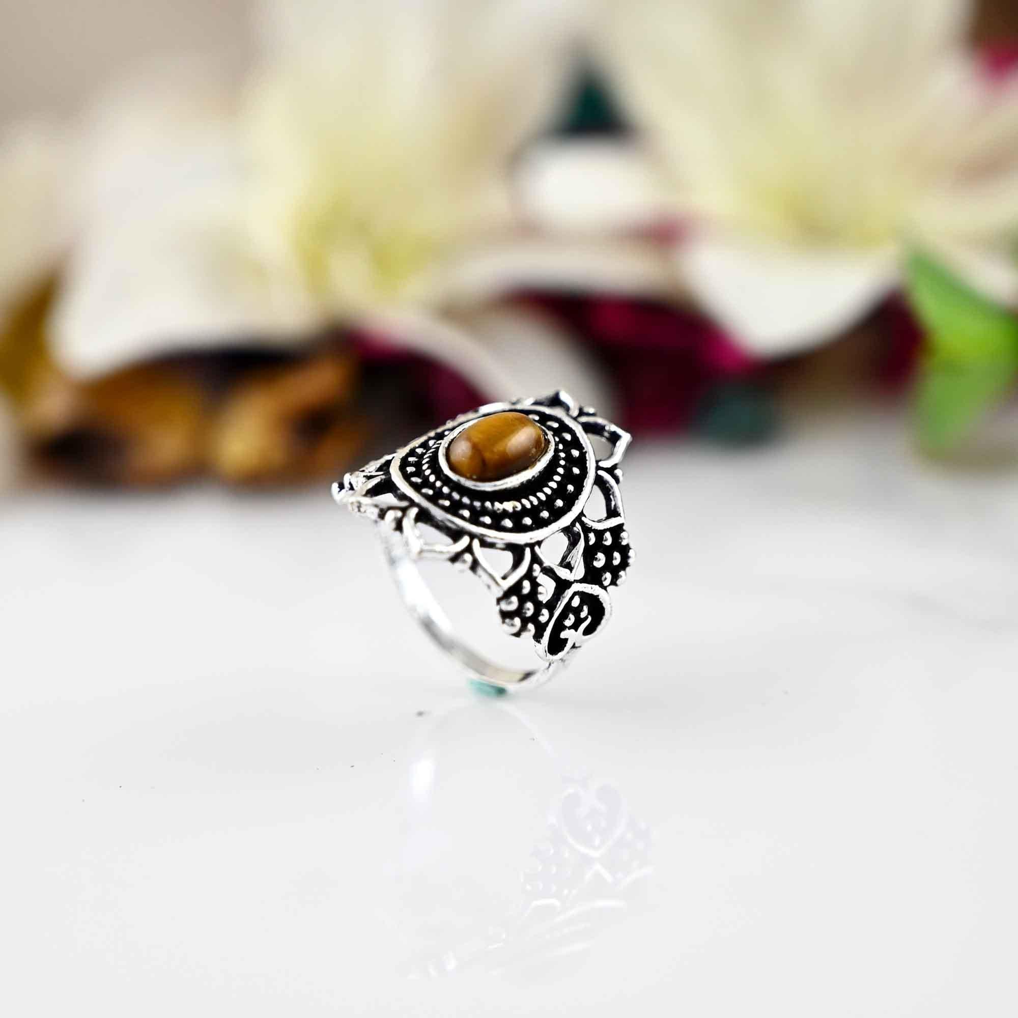 Tiger Eye Ring, 925 Sterling Silver Ring, Oval Gemstone Ring, Boho Ring, Crystal Ring, Handmade Jewelry, Statement Ring, Ring For Women