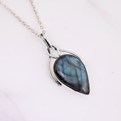 Blue Fire Labradorite Pendant Silver Wire Wrapped Jewelry Gemstone Pendant Handmade Jewelry Silver Wire Pendant For Gifts Birthstone Pendant