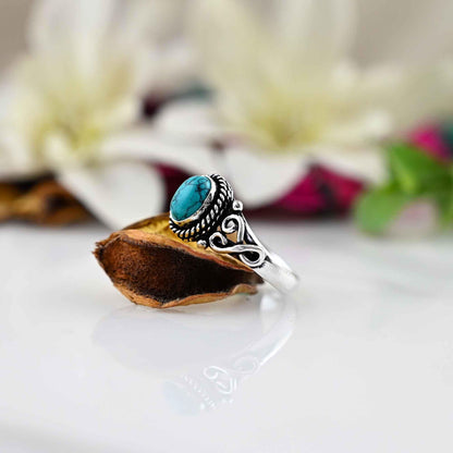 Turquoise Oval Ring, Dainty Turquoise Ring, Turquoise Ring, Sterling Silver Ring, Boho Turquoise Ring, Gift for Her,Turquoise Ring Women