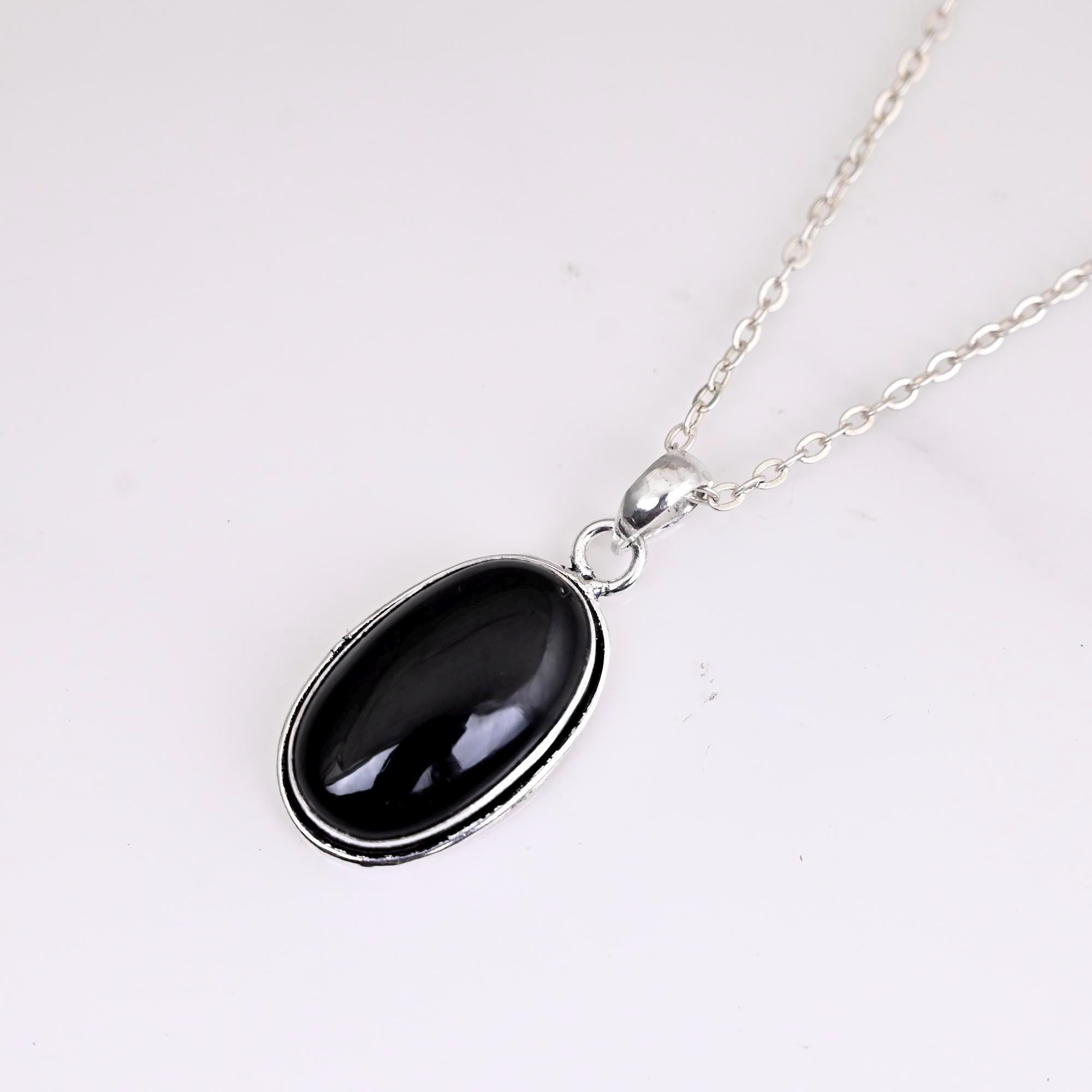 Obsidian Necklace, Obsidian Pendant, Gemstone Jewelry, Black Stone, Gothic Jewelry, Handmade Bridal Jewelry, Gift for Her