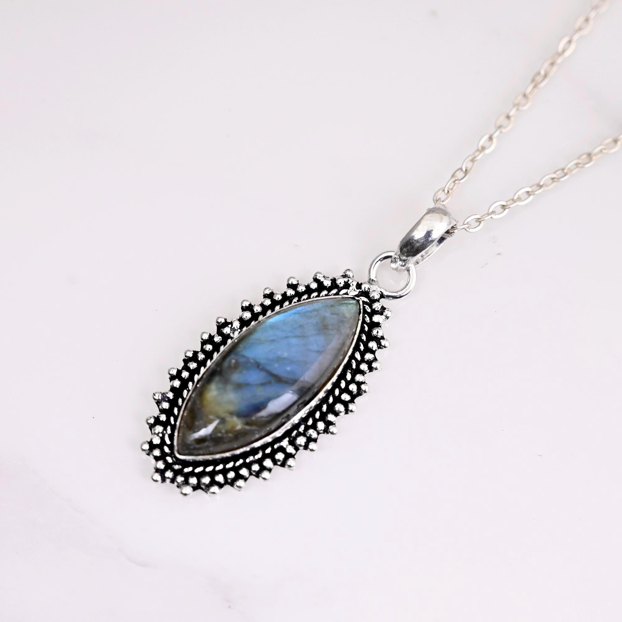 Labradorite Pendant, Sterling Silver, Labradorite Jewelry, Blue Stone Pendant, Flashy Blue Labradorite Unique, Birthstone Jewelry,