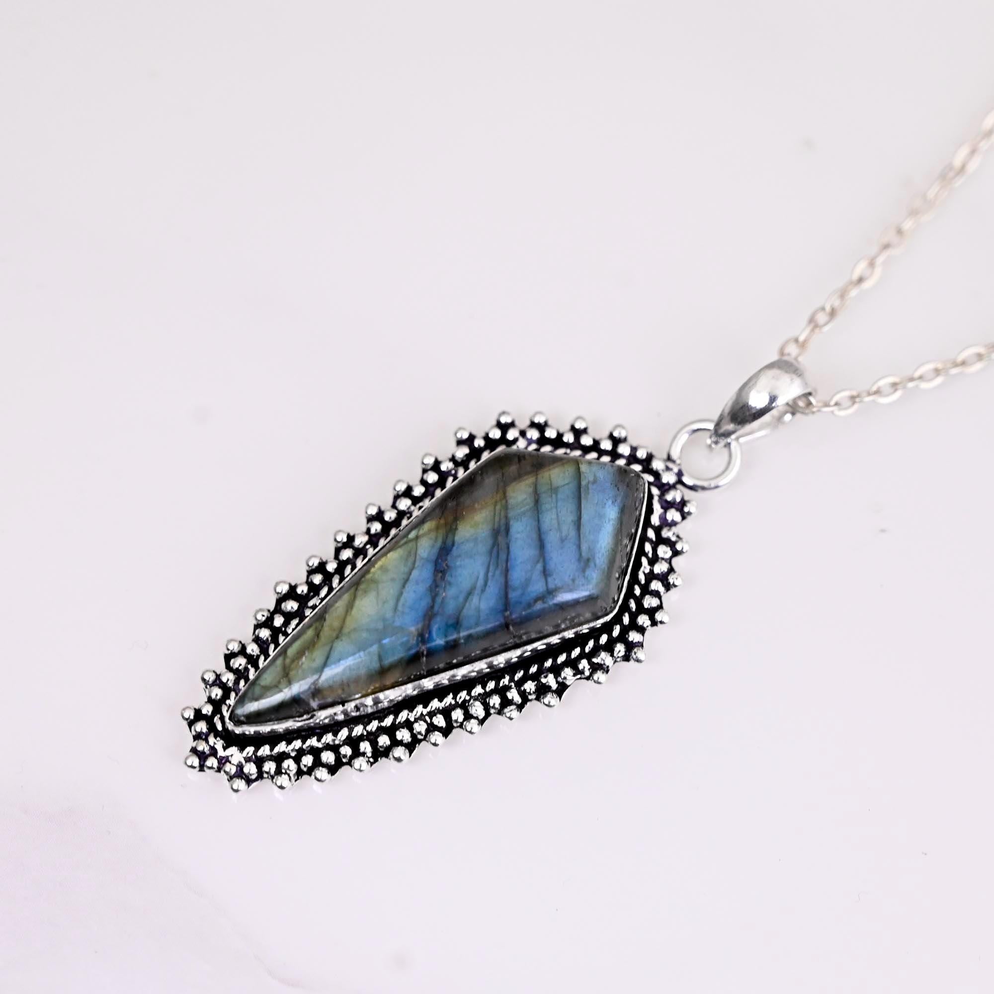 Labradorite Pendant Handmade Genuine Gemstone Jewelry Sterling Silver Jewellery, Big Size Pendant Labradorite Necklace Labradorite Jewelry