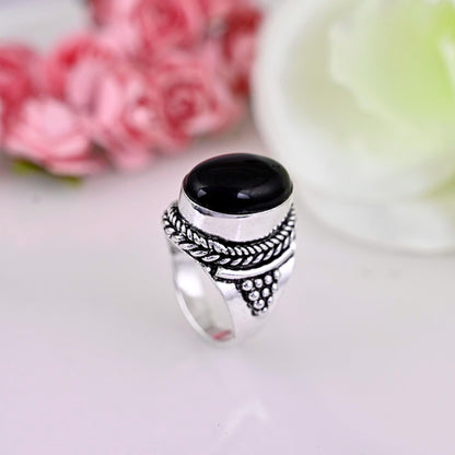 Black Onyx Ring Silver Black Onyx Ring, Black Onyx Long Oval Ring, Large Black Onyx Statement Ring, Natural Black Onyx , Black Onyx Jewelry