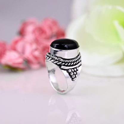 Black Onyx Ring Silver Black Onyx Ring, Black Onyx Long Oval Ring, Large Black Onyx Statement Ring, Natural Black Onyx , Black Onyx Jewelry