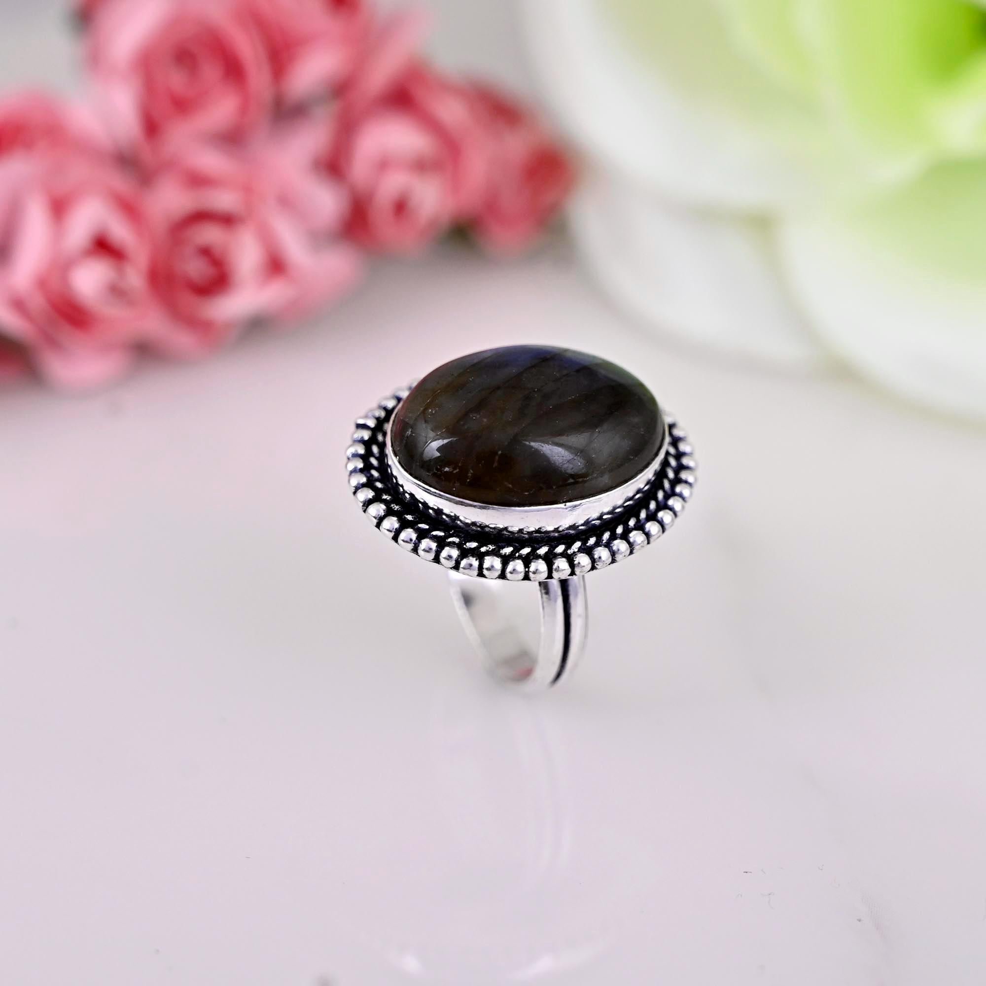 Labradorite Ring Sterling Silver, Handmade Ring, Gemstone Ring, Women Ring, Gift For Her, Promise Ring, Wedding Ring Boho Ring Women,