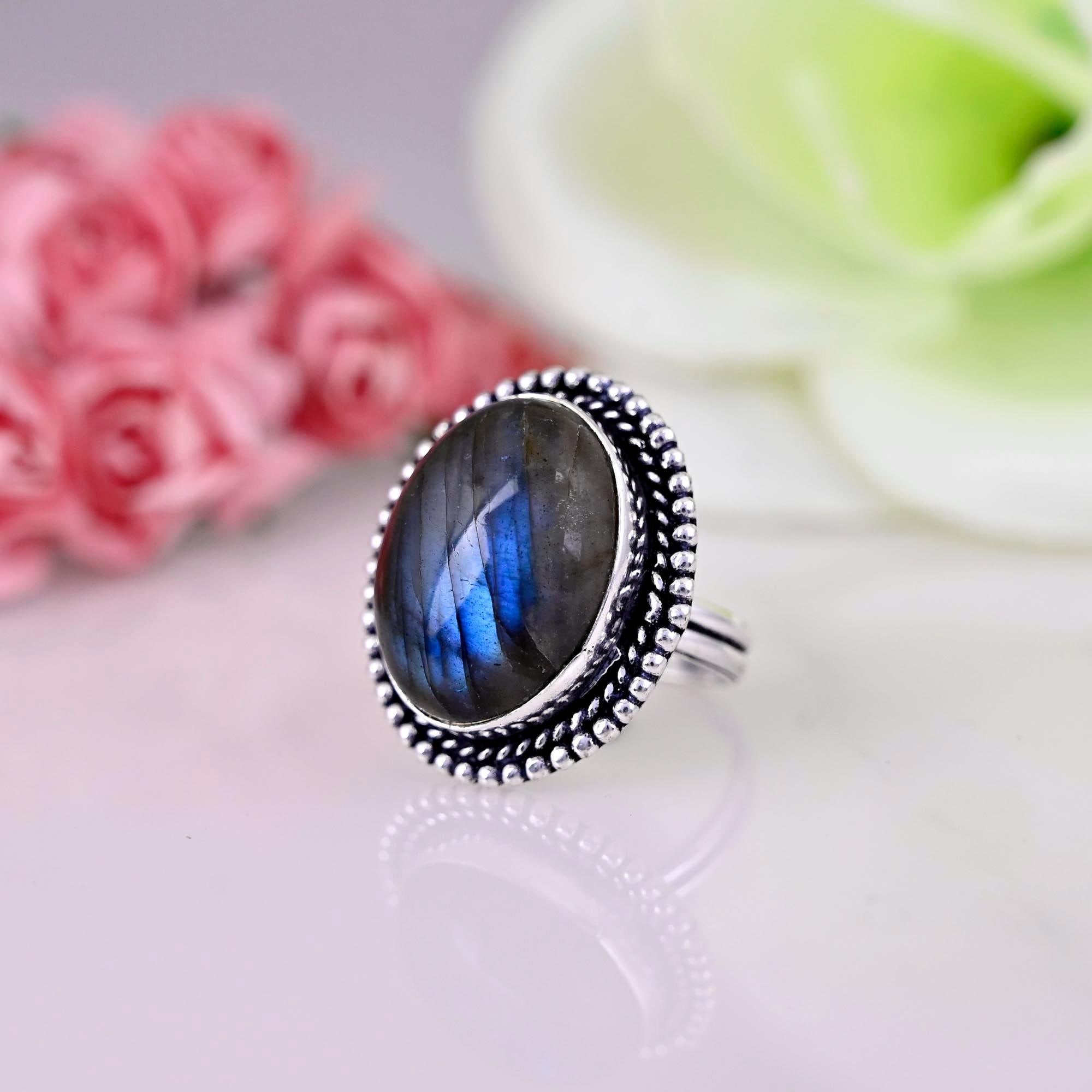 Labradorite Ring Sterling Silver, Handmade Ring, Gemstone Ring, Women Ring, Gift For Her, Promise Ring, Wedding Ring Boho Ring Women,