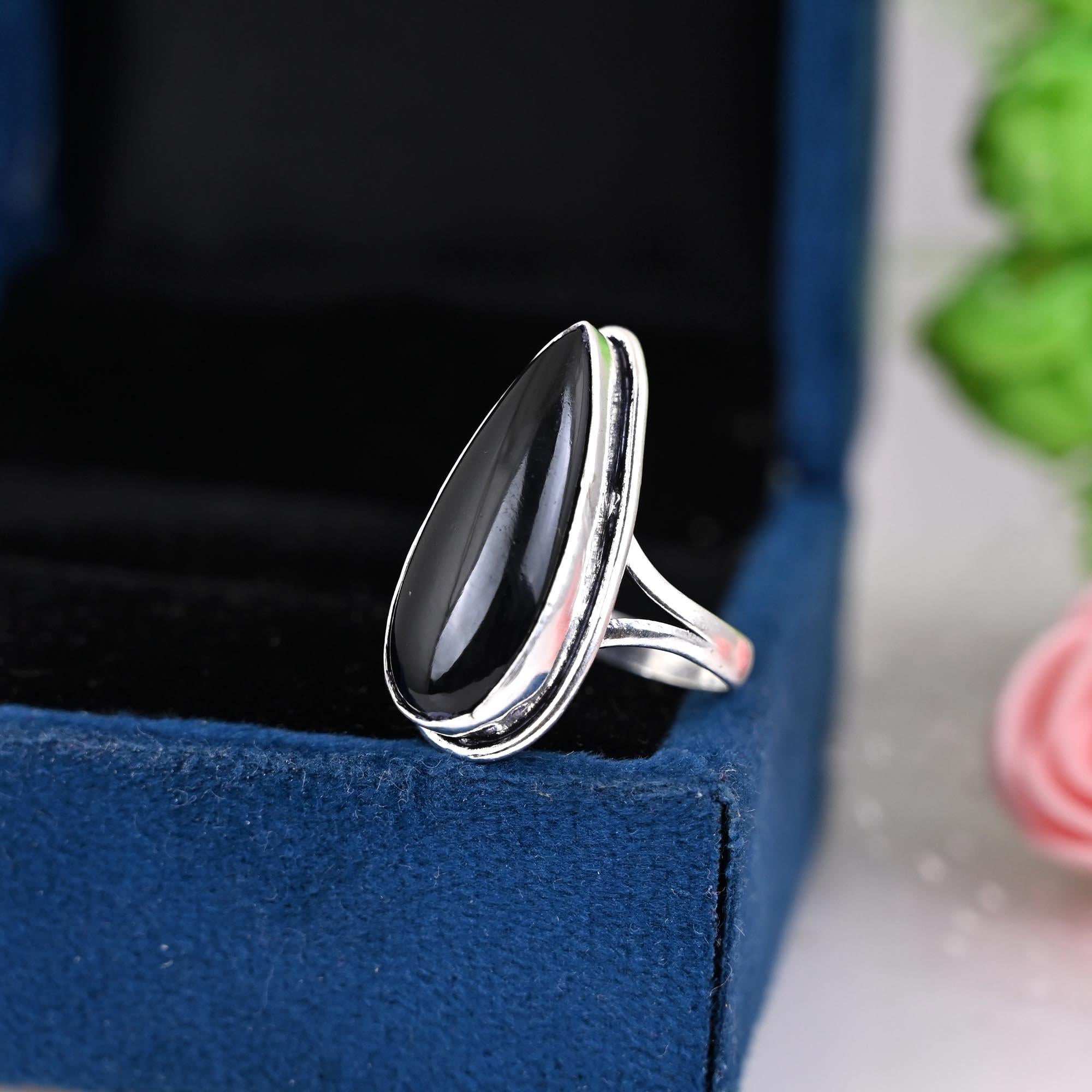 Black obsidian ring, 925 sterling silver ring, women gift ring, gemstone ring,  silver ring,  everyday ring, modern ring, minimalist ring