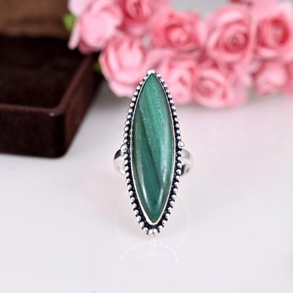 Natural Malachite Ring, Gemstone Ring, 925 Silver Ring, Daily Wear Ring, Malachite Ring, Ring For Women, Big Stone Ring, Malachite Jewelry