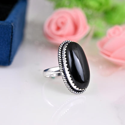 925 Sterling Silver Jewelry, Stone Ring , Natural Black Tourmaline Ring Handmade Jewelry Birthstone Ring Gemstone Jewelry, Boho Jewelry ,