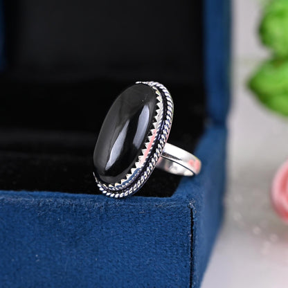 925 Sterling Silver Jewelry, Stone Ring , Natural Black Tourmaline Ring Handmade Jewelry Birthstone Ring Gemstone Jewelry, Boho Jewelry ,