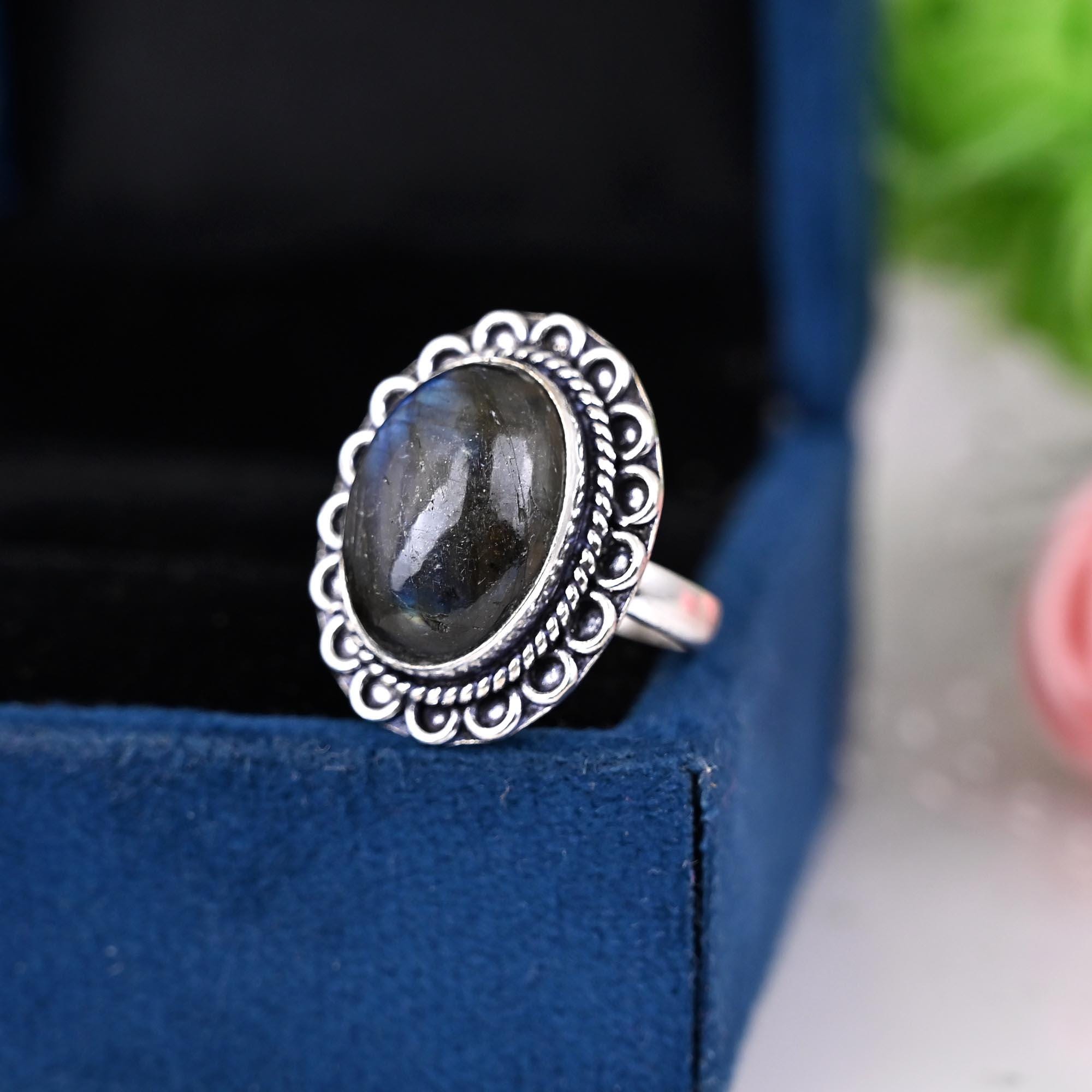 Natural Labradorite Ring, 925 Solid Sterling Silver Ring, Boho Ring, Oval Labradorite Ring, Ring for Women, Silver Ring, Designer Ring