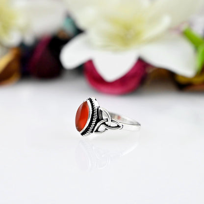 Red Carnelian 925 Sterling Silver Jewelry Ring Gemstone Ring Red Silver Boho Handmade Statement Ring For Women