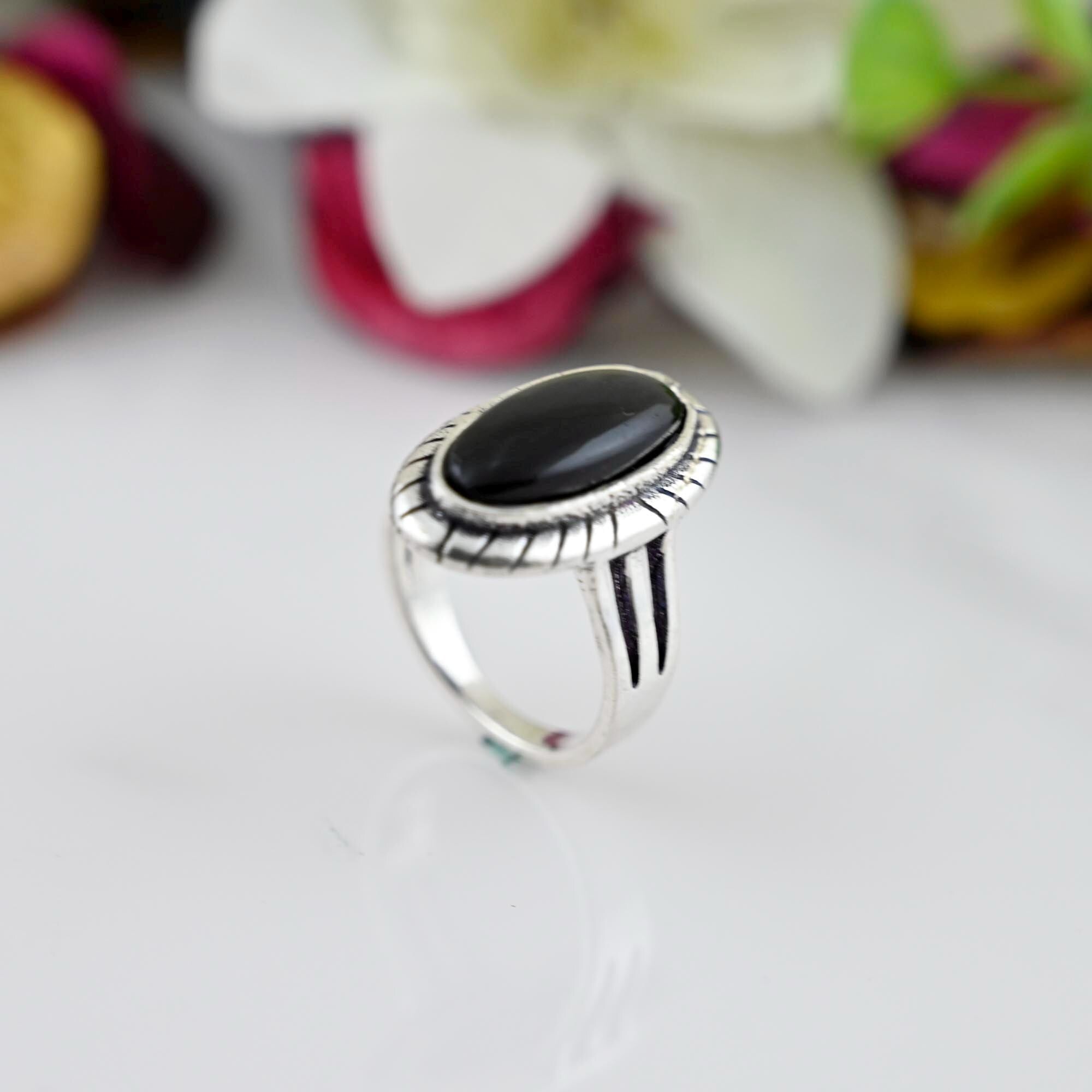 Black Onyx Ring, Women's Onyx Ring, Onyx Ring, Onyx Engagement Ring, Silver Onyx Ring, Mother's Day Gift, Black Stone Ring, Gold Onyx Ring