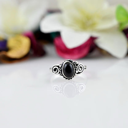 Black Onyx Ring, Black Onyx Ring Mens, 925 Sterling Silver Ring, Oval Onyx Ring, Silver Jewelry, Black Onyx Ring Women, Gemstone Ring