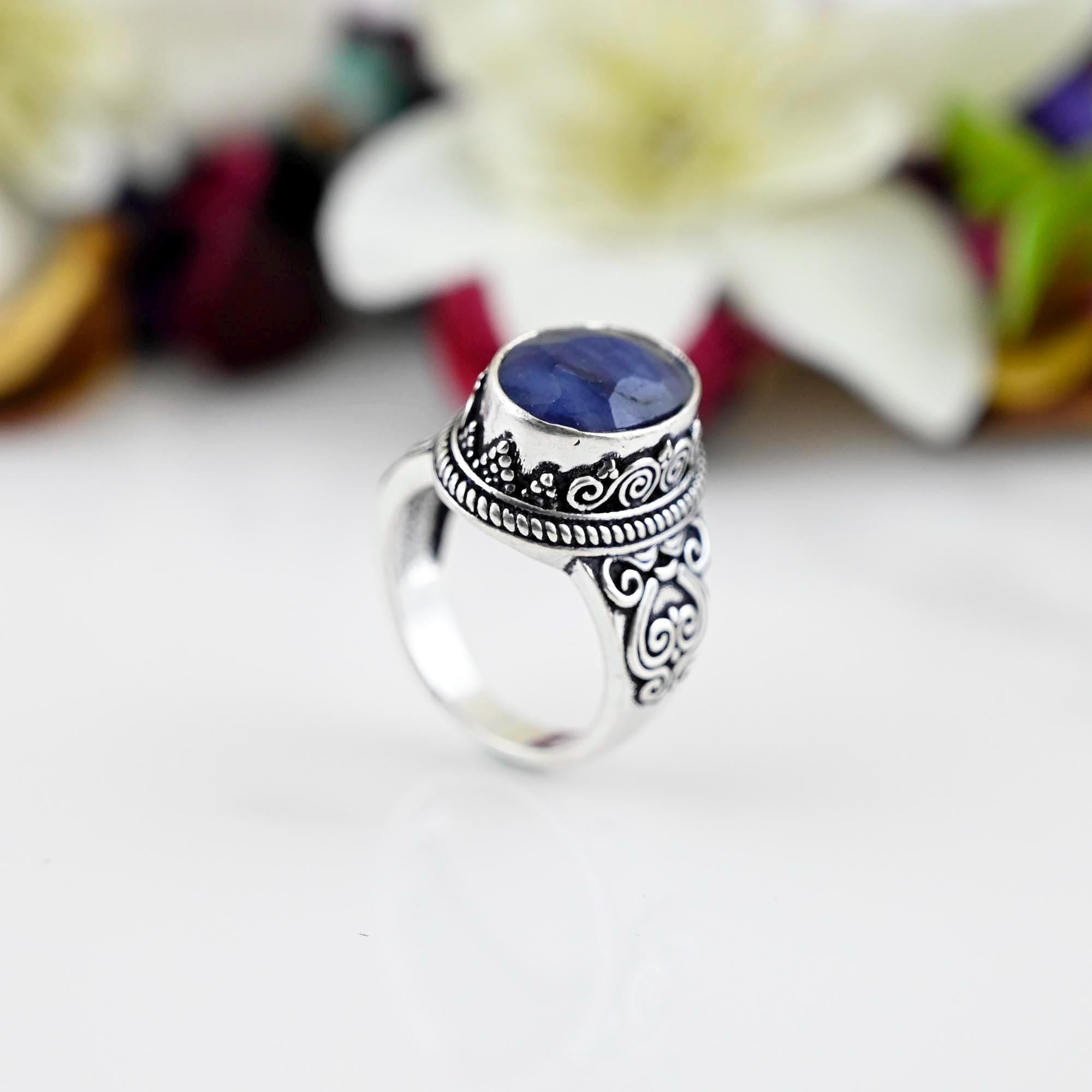 Sapphire Ring,  925 Sterling Silver Ring, Men's Signet Ring, Handmade Signet Ring, Blue Sapphire Signet Ring, Gift Ring, Gemstone Jewelry