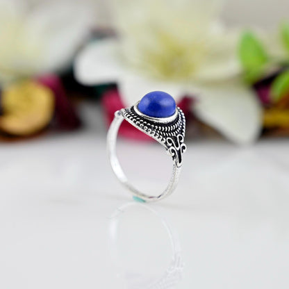 Silver Lapis Lazuli Ring, Lapis Lazili Ring, Lapis Lazuli Ring Silver, Silver Stacking Ring, Dainty Ring, Bridesmaid Ring, Minimalist Ring