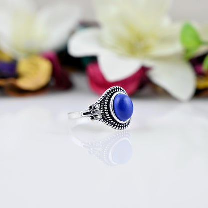 Silver Lapis Lazuli Ring, Lapis Lazili Ring, Lapis Lazuli Ring Silver, Silver Stacking Ring, Dainty Ring, Bridesmaid Ring, Minimalist Ring