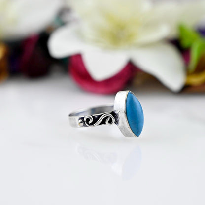 Turquoise Marquise Ring, Dainty Turquoise Ring, Turquoise Ring, Sterling Silver Ring, Boho Turquoise Ring, Gift for Her, urquoise Ring Women