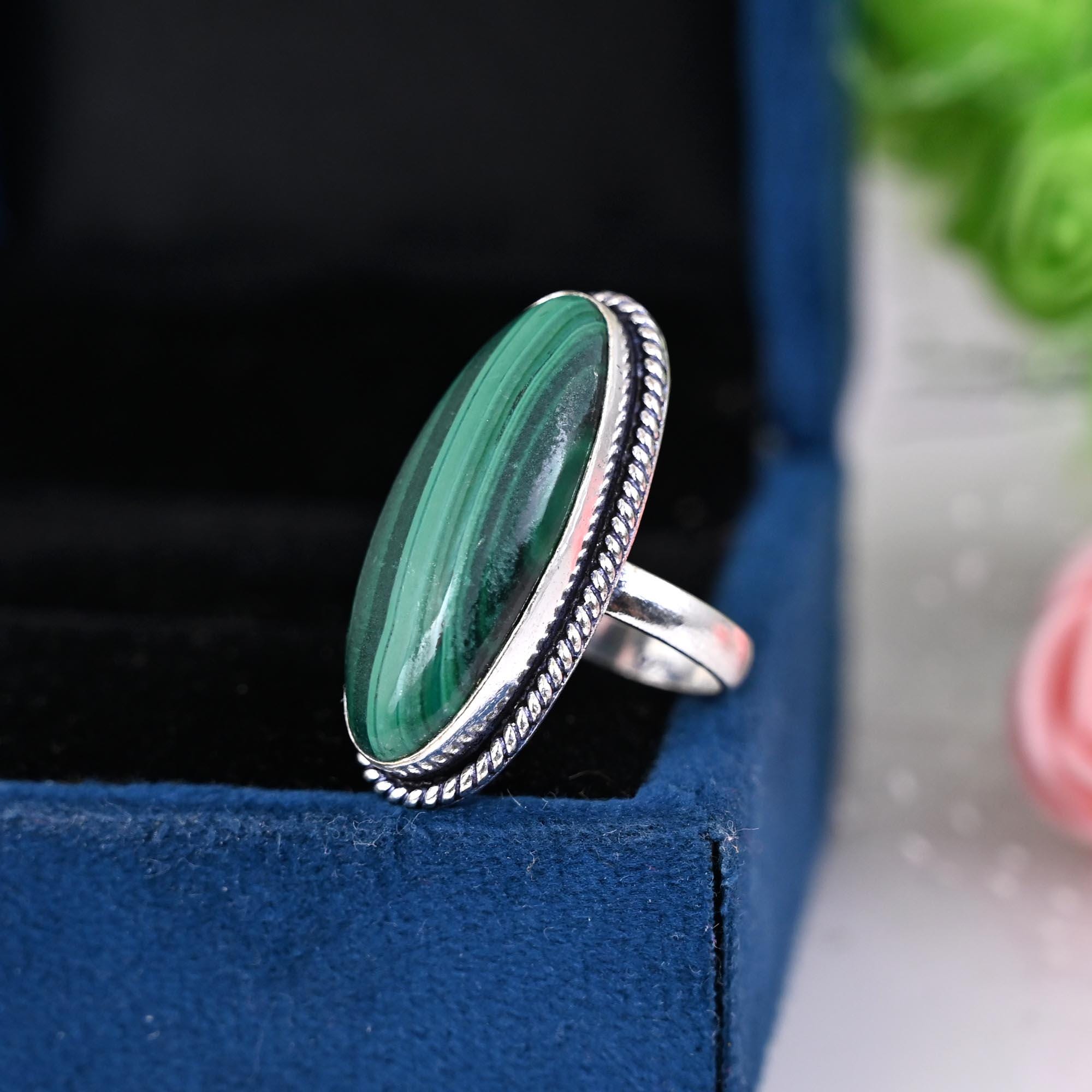 Boho Malachite Ring, Silver Malachite Ring, Malachite Ring, 925 Silver Ring, Sterling Silver Ring, Green Stone Ring, Mother's Day Gift