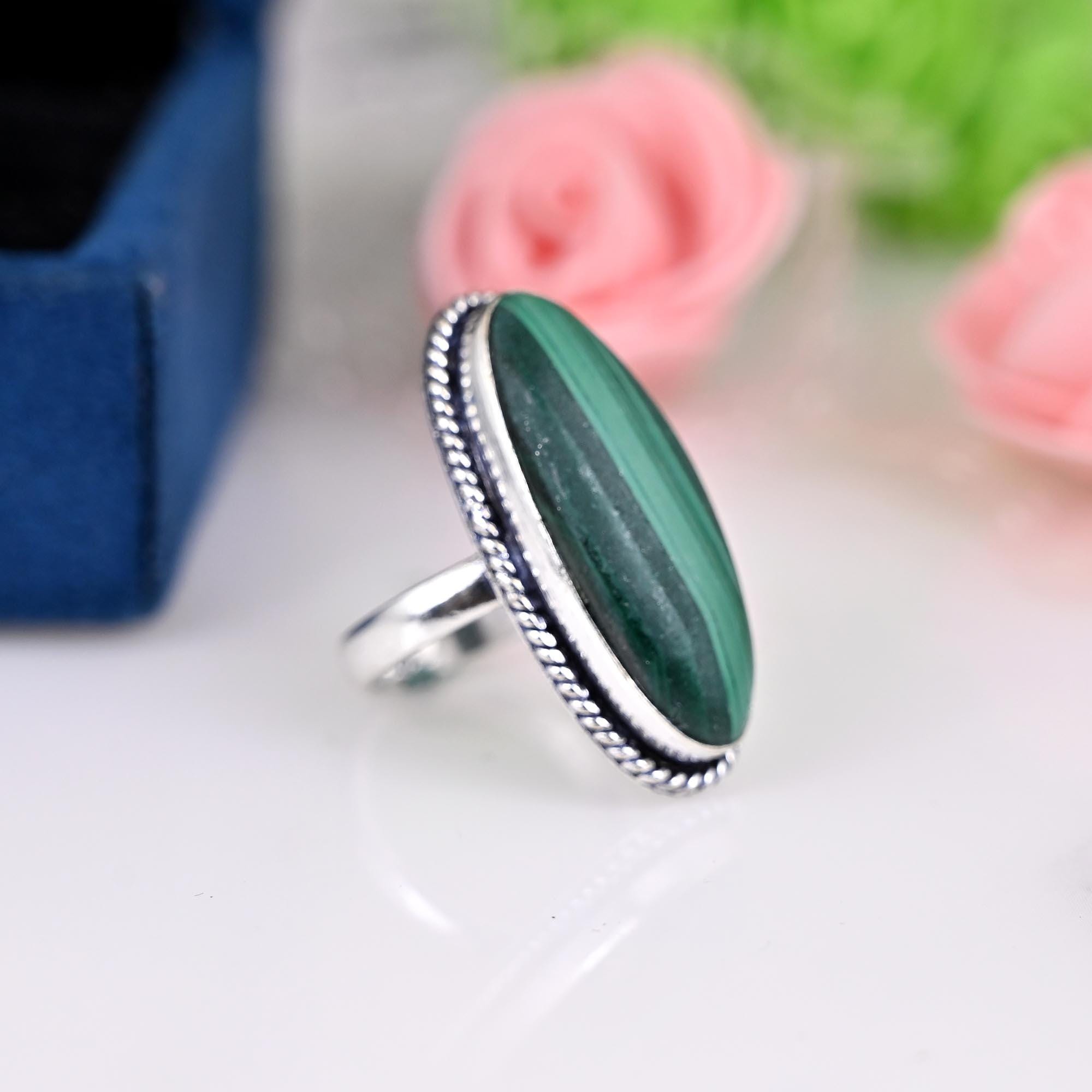 Boho Malachite Ring, Silver Malachite Ring, Malachite Ring, 925 Silver Ring, Sterling Silver Ring, Green Stone Ring, Mother's Day Gift