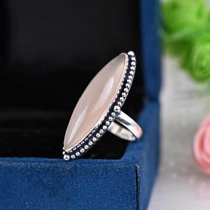 Sterling Silver Rose Quartz Ring Engagement Ring, Natural Genuine Pink Stone Ring, Ring for Women, Gift Idea