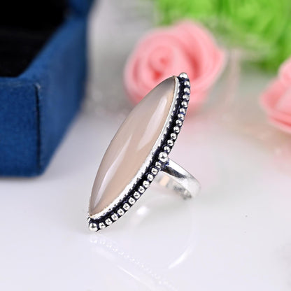 Sterling Silver Rose Quartz Ring Engagement Ring, Natural Genuine Pink Stone Ring, Ring for Women, Gift Idea