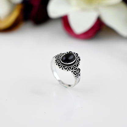 Black Tourmaline Ring Gemstone Ring, Oval Stone Ring, Black Ring, 925 Sterling Silver Ring Statement Ring handmade Ring Stacking Rings