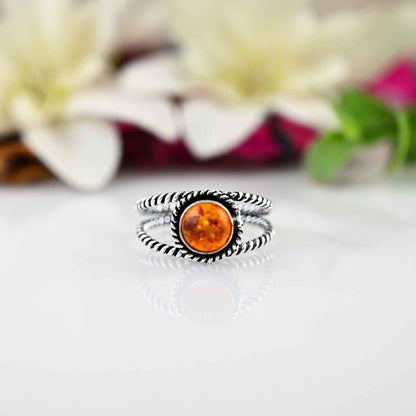 Natural Baltic Cognac Amber Ring, Gemstone Ring,Best Gift For Her, Amber Jewelry, 925 Sterling Silver Ring, Statement Jewelry,Statement Ring