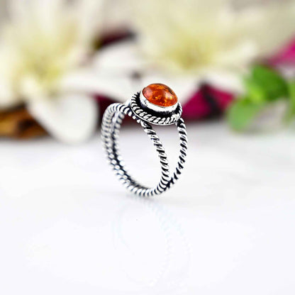 Natural Baltic Cognac Amber Ring, Gemstone Ring,Best Gift For Her, Amber Jewelry, 925 Sterling Silver Ring, Statement Jewelry,Statement Ring