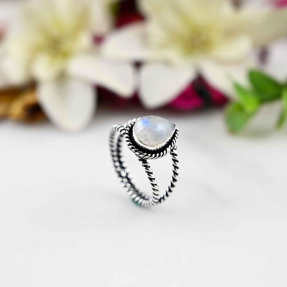 Rainbow Moonstone Silver Ring, 925 Sterling Silver Ring, Moonstone Pear Ring, Moonstone Jewelry, Dainty Silver Ring, Gifts for Women